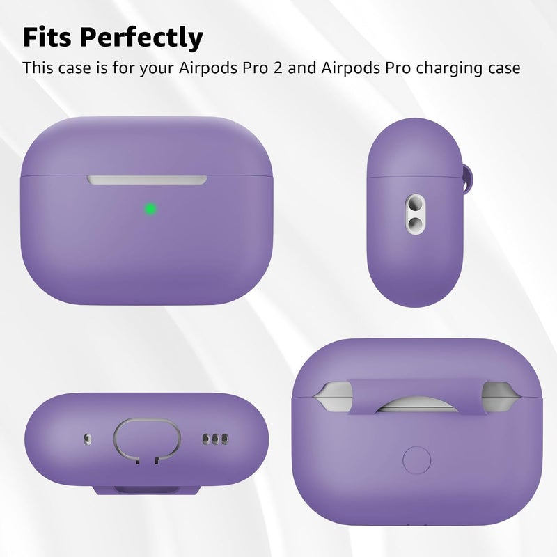 Tandoler Compatible with Airpods Pro 2 Case, Soft Silicone Skin Cover Protective Cases with Cleaner kit and Lanyard Compatible for AirPod Pro 2nd Generation, Front LED Visible - Violet - Image 5